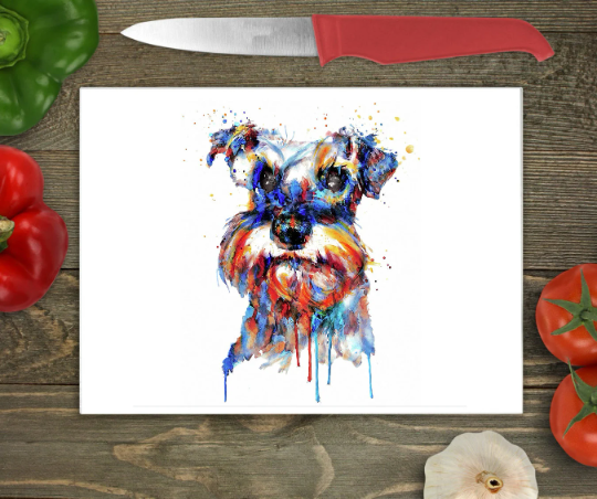 Schnauzer Glass Chopping Board, Schnauzer Glass Chopping Board